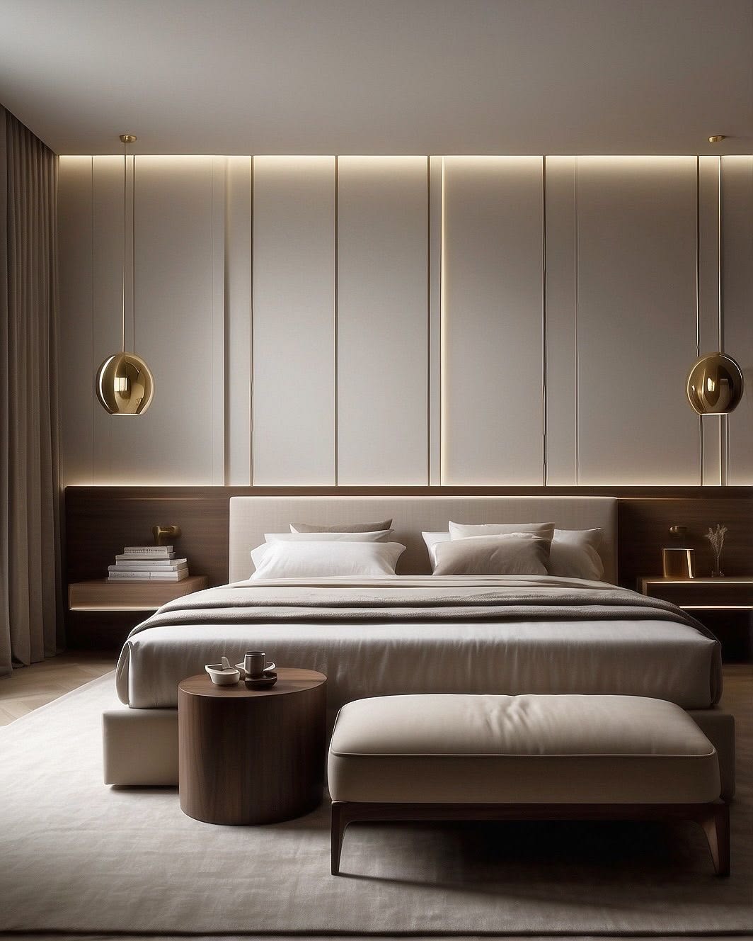 Luxury Master Bedroom Suite featuring Integrated Dressing Mirror & Floating Vanity #2